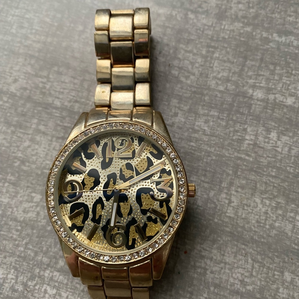 Gold Leopard Print Watch